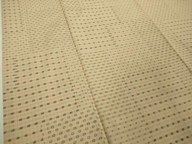 平和屋本店■極上 綿薩摩 東郷織物謹製 手織絣 實篤 純綿織物 薄香色地 証紙付き 逸品 未使用 DZAA8719kh5