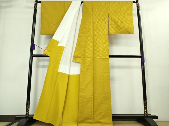 平和屋本店■超希少 本場黄八丈 東京都無形文化財 山下めゆ 紬 市松綾織 タグ付き 逸品 DZAA8721kh5