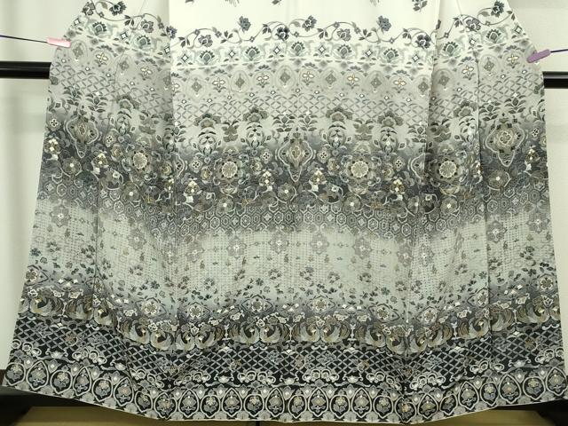 平和屋本店■極上 中国三大刺繍 スワトウ刺繍 汕頭刺繍 訪問着 双鳥更紗花文 暈し染め 金糸 逸品 未使用 DZAA8727kh5
