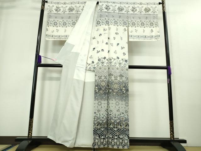 平和屋本店■極上 中国三大刺繍 スワトウ刺繍 汕頭刺繍 訪問着 双鳥更紗花文 暈し染め 金糸 逸品 未使用 DZAA8727kh5