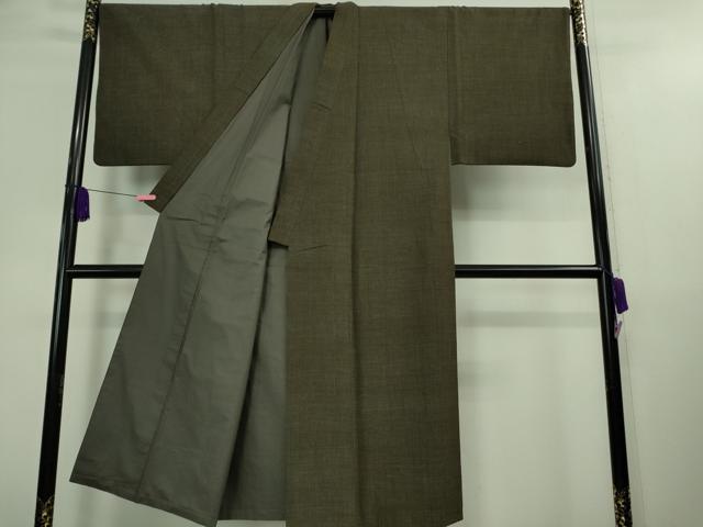 平和屋本店■極上 男性 本場結城紬 重要無形文化財 アンサンブル 杢 仙斎茶色地 廣田紬謹製 証紙付き 逸品 DZAA8738kh5
