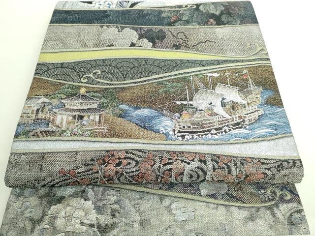 平和屋本店■極上 西陣 とみや織物謹製 とみや帯 全通柄袋帯 大島美術絵巻 卒寿 逸品 DZAA8786kh5