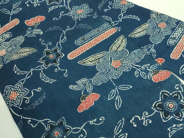 平和屋本店■極上 浦野理一 経節紬 九寸名古屋帯 型染め 枝花文 逸品 DZAA8815kh5
