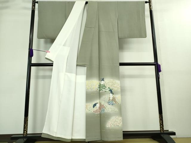 平和屋本店●極上 二代目・由水十久 本加賀友禅 色留袖 喜花 暈し染め 青白橡色地 色紙付き 逸品 DZAA8855kh5
