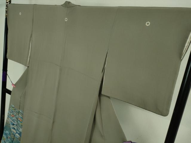 平和屋本店■極上 人間国宝 五代 田畑喜八 色留袖 刺繍 藍 風景花文 生壁色地 金彩 逸品 DZAA8861kh5