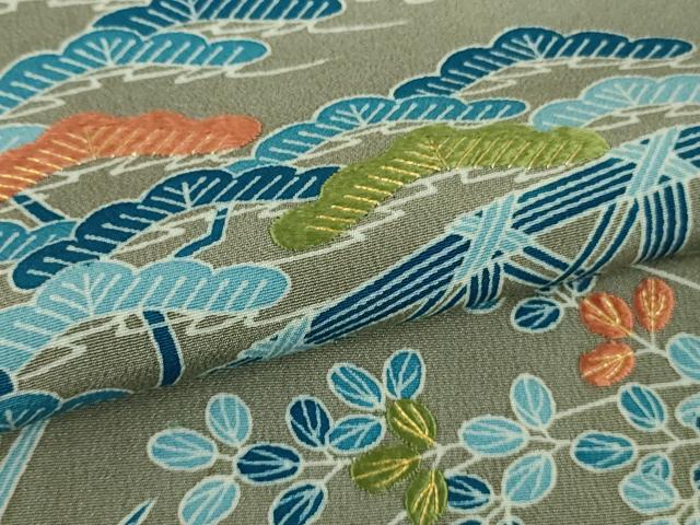 平和屋本店■極上 人間国宝 五代 田畑喜八 色留袖 刺繍 藍 風景花文 生壁色地 金彩 逸品 DZAA8861kh5