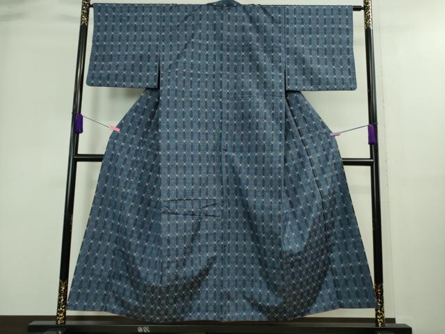 平和屋着物■極上 本場琉球 読谷山花織 紬地 紺瑠璃色地 逸品 DZAA8874kh5