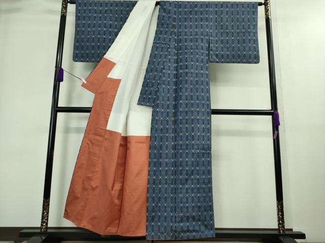 平和屋着物■極上 本場琉球 読谷山花織 紬地 紺瑠璃色地 逸品 DZAA8874kh5