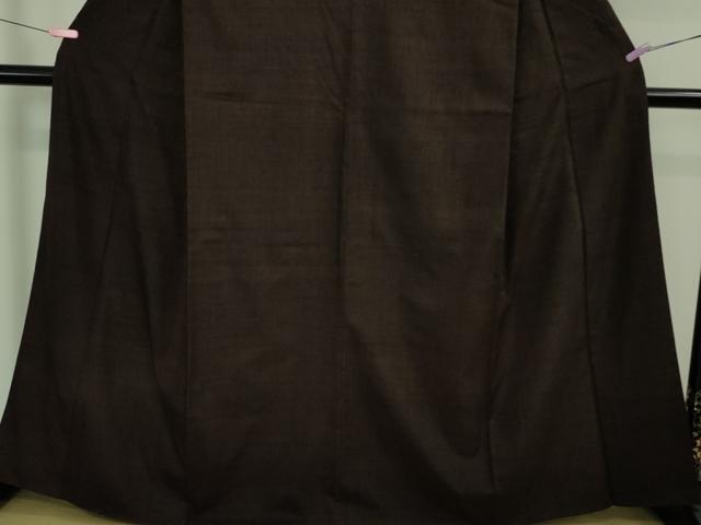 平和屋本店■極上 日本工芸会正会員 伝統工芸士 鈴木苧紡庵 手織紬 銀座きしや 色無地 黒鳶色 反端付き 逸品 DZAA8882kh5