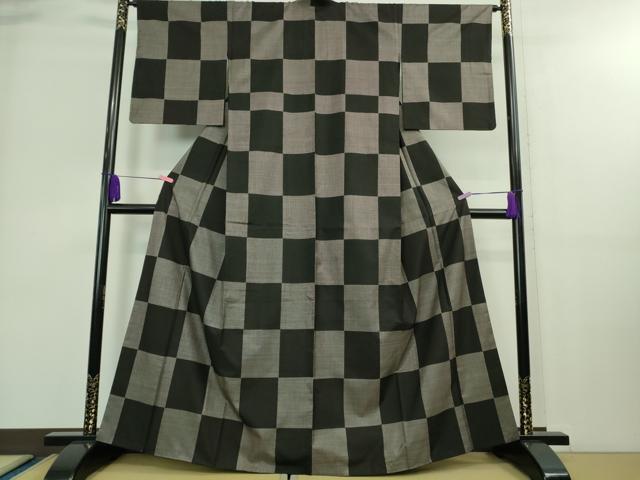 平和屋着物●極上 本場大島紬 7マルキ 市松文様 逸品 DZAA8905kh5