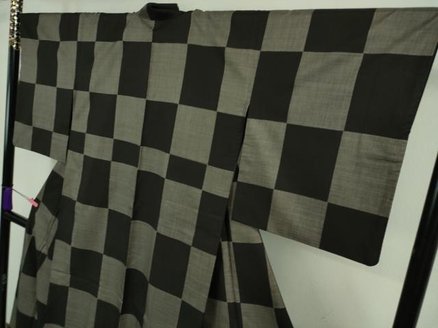平和屋着物●極上 本場大島紬 7マルキ 市松文様 逸品 DZAA8905kh5