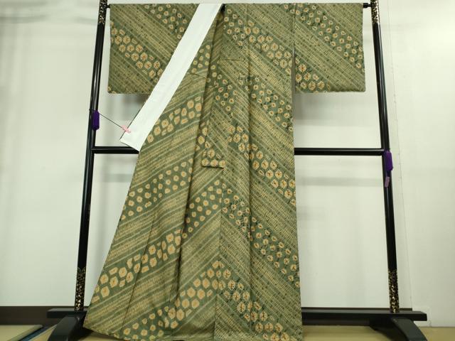 平和屋着物■極上 白山紬 単衣 絞り染師 清鈴 本草木染 絞り 証紙付き 逸品 未使用 DZAA8926kh5