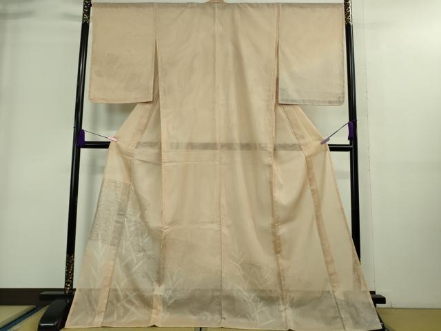 平和屋着物▽極上 訪問着 無双 紗袷 紗×紗 ロング丈 流水に鮎 洗柿色地 暈し染め 金銀彩 逸品 未使用 DZAA8941kh5