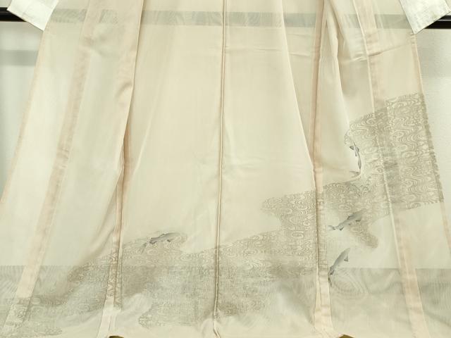 平和屋着物▽極上 訪問着 無双 紗袷 紗×紗 ロング丈 流水に鮎 洗柿色地 暈し染め 金銀彩 逸品 未使用 DZAA8941kh5