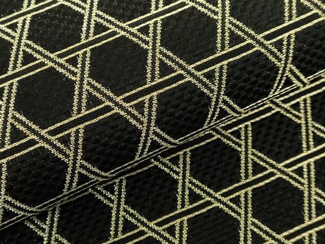 平和屋着物●極上 染色作家 斉藤三才 両面 六通柄袋帯 網目文 三才鳥 黒地 金銀糸 上代41万 反端付き 逸品 DZAA9021kh5