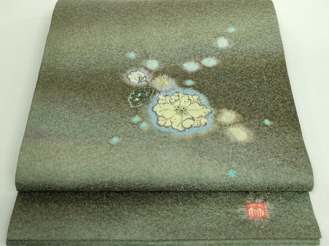 平和屋本店■極上 久保田一竹 幻の辻が花 太鼓柄袋帯 金通し地 逸品 DZAA9025kh5