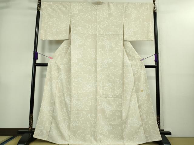 平和屋本店●極上 ジャパンオートクチュール 渡辺雪三郎 小紋 牡丹 灰梅色地 金彩 逸品 DZAA9055kh6