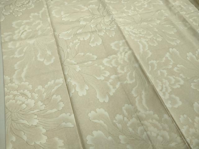 平和屋本店●極上 ジャパンオートクチュール 渡辺雪三郎 小紋 牡丹 灰梅色地 金彩 逸品 DZAA9055kh6