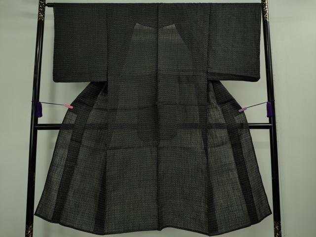 平和屋着物*極上 夏物 男性 上布 麻 黒地 逸品 DZAB9483kh6