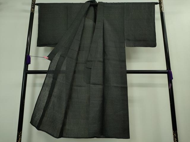 平和屋着物*極上 夏物 男性 上布 麻 黒地 逸品 DZAB9483kh6