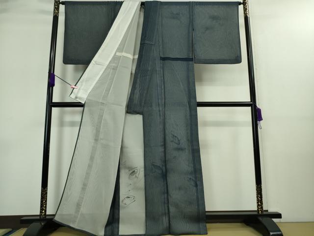 平和屋着物▽極上 訪問着 無双 紗袷 紗×紗 手描き 海老 松 濃藍色地 逸品 DZAA9068kh5