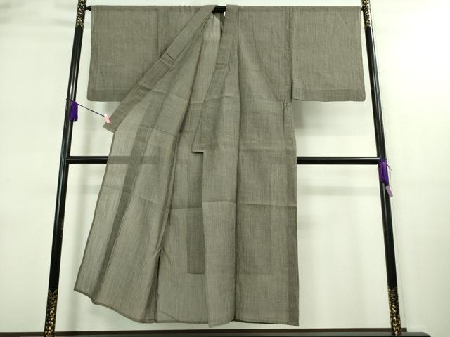 平和屋着物*極上 夏物 男性 本場小千谷ちぢみ 麻 縞 江戸鼠色×白 吉新織物謹製 証紙付き 逸品 DZAA9074kh5