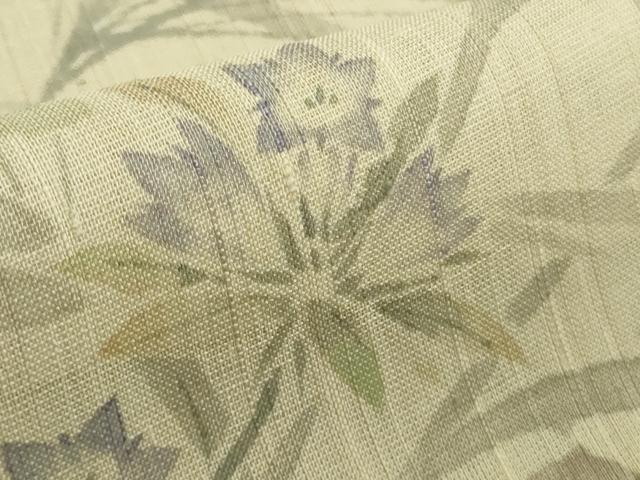 平和屋着物*極上 夏物 訪問着 生紬 手描き 秋草 鬼灯 ほおずき 蜻蛉 練色地 逸品 未使用 DZAA9102kh5