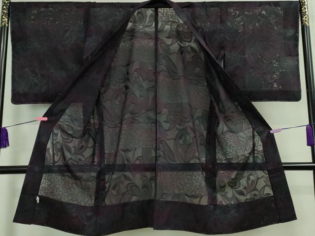 平和屋着物▽極上 西陣きもの會 道中着 スリーシーズン 春夏秋 塵除け ロング丈 御召機 紋紗 変わり段紋 証紙付き 逸品 未使用 DZAA9113kh5