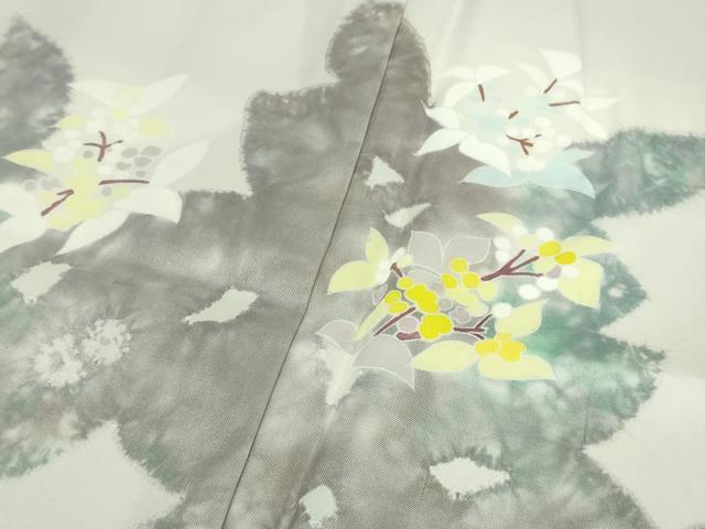 平和屋本店■極上 日本工芸会正会員 染色作家 木原明 訪問着 白山紬 草花文 薄桜色地 逸品 未使用 DZAA9114kh5
