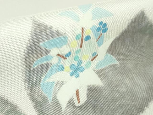 平和屋本店■極上 日本工芸会正会員 染色作家 木原明 訪問着 白山紬 草花文 薄桜色地 逸品 未使用 DZAA9114kh5