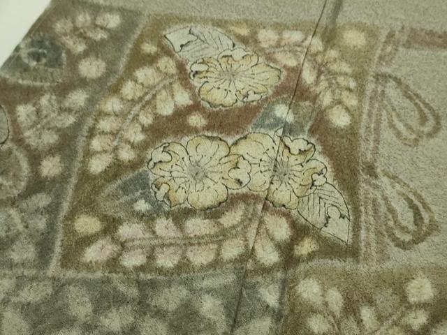平和屋着物●極上 樋熊哲也 訪問着 辻が花 絞り 手描き 訪問着 几帳 灰汁色地 逸品 未使用 DZAA9119kh5