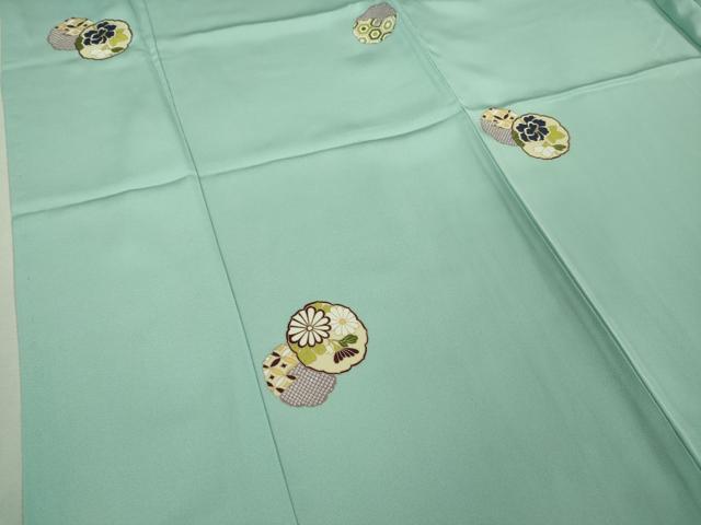 平和屋着物●極上 小紋 仮絵羽 菊 葵 白群色地 金彩 逸品 未使用 DZAA9121kh5