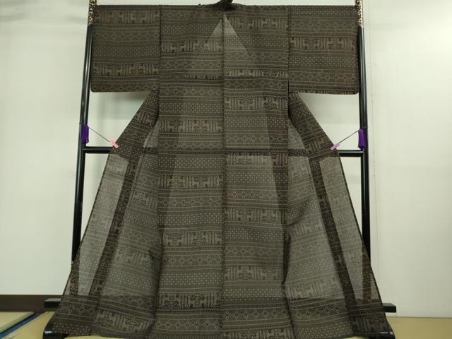 平和屋着物*極上 夏物 結城紬 夏結城 100亀甲 名物裂 横段文 逸品 DZAA9124kh5