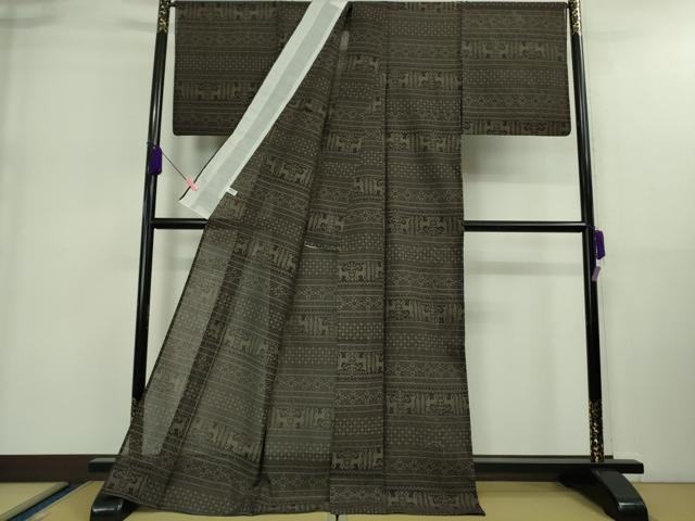 平和屋着物*極上 夏物 結城紬 夏結城 100亀甲 名物裂 横段文 逸品 DZAA9124kh5