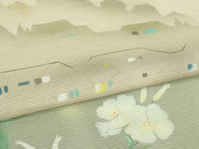 平和屋着物*極上 夏物 訪問着 絽 風景草花文 肌色地 暈し染め 五泉 反端付き 逸品 未使用 DZAA9132kh5