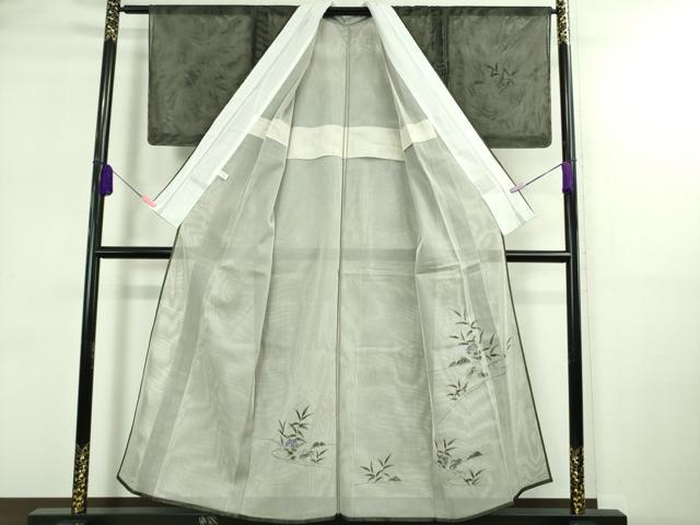 平和屋着物▽極上 訪問着 無双 紗袷 紗×紗 手描き 蟹 カニ 黒地 逸品 未使用 DZAA9163kh5
