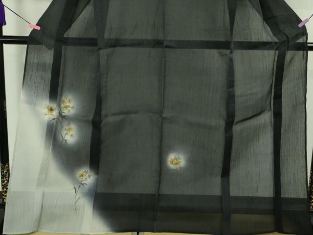 平和屋着物*極上 夏物 訪問着 紗紬 手描き 枝花 濃藍色地 逸品 DZAA9169kh5