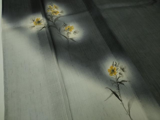 平和屋着物*極上 夏物 訪問着 紗紬 手描き 枝花 濃藍色地 逸品 DZAA9169kh5