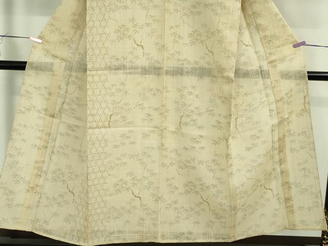 平和屋着物*極上 夏物 二代目 川村久太郎 生紬 枝葉文 鳥の子色地 逸品 DZAA9170kh5