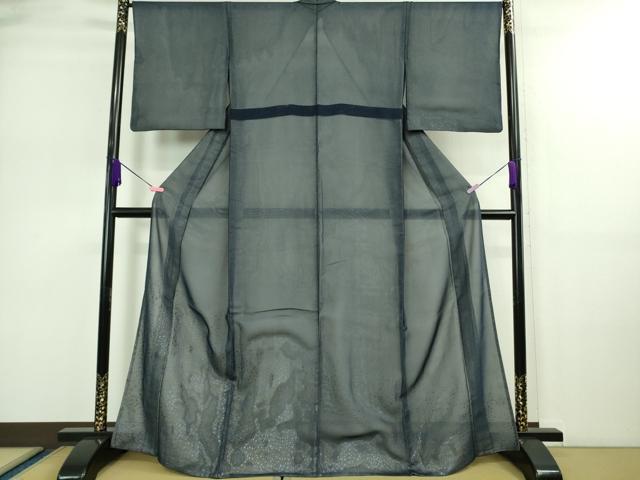 平和屋着物▽極上 訪問着 無双 紗袷 紗×絽 霰文 紺色地 金銀彩 逸品 DZAA9174kh5
