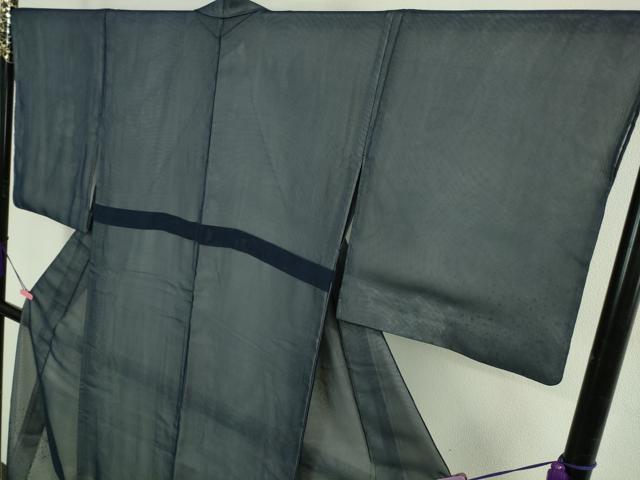 平和屋着物▽極上 訪問着 無双 紗袷 紗×絽 霰文 紺色地 金銀彩 逸品 DZAA9174kh5