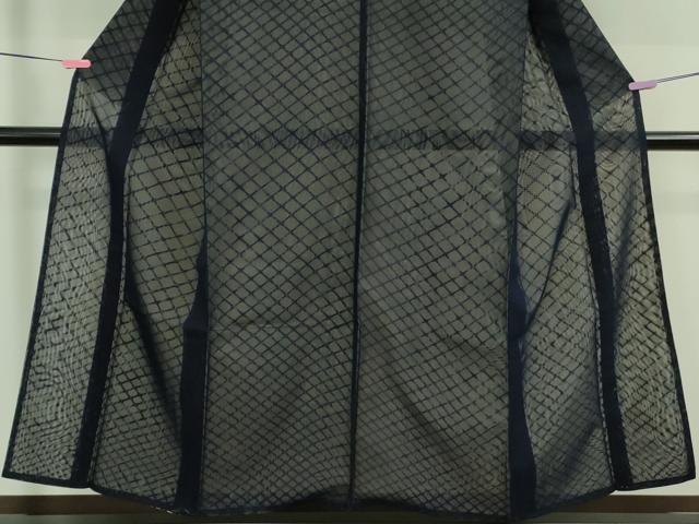 平和屋着物▽極上 小紋 無双 紗袷 紗×紗 網目文 濃藍色地 逸品 DZAA9175kh5