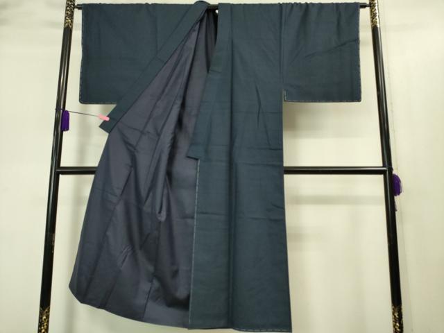 平和屋着物●極上 男性 お召 アンサンブル 濃藍色地 逸品 未使用 DZAA9207kh5