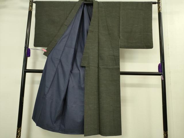 平和屋着物■極上 男性 紬 アンサンブル 長羽織 濃い千歳茶色 羽織紐付き 逸品 DZAA9214kh5