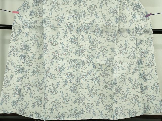 平和屋着物*極上 夏物 本場小千谷ちぢみ 麻 草花文 白地 逸品 DZAA9223kh5