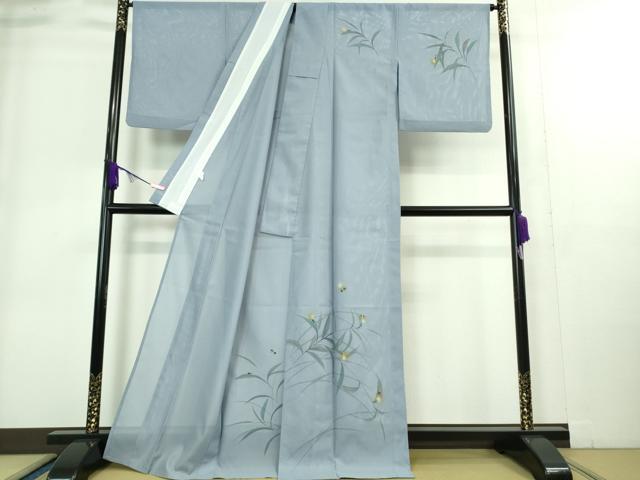 平和屋着物*極上 夏物 訪問着 絽 手描き 蛍 青藤色地 暈し染め 金彩 洗える着物 逸品 DZAA9224kh5