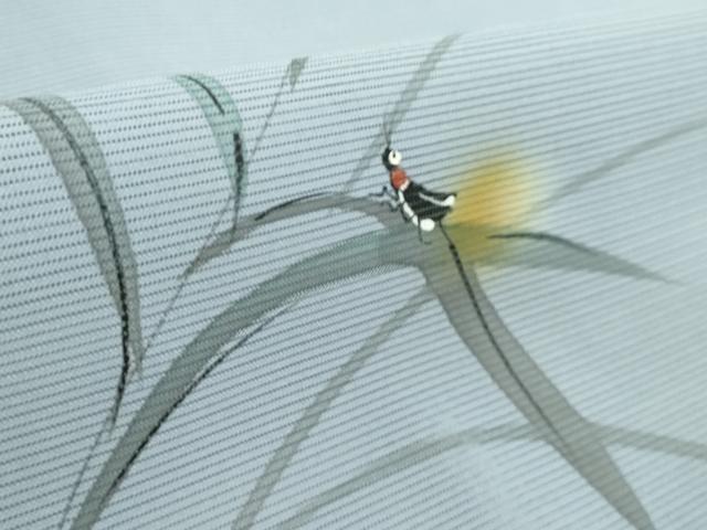 平和屋着物*極上 夏物 訪問着 絽 手描き 蛍 青藤色地 暈し染め 金彩 洗える着物 逸品 DZAA9224kh5