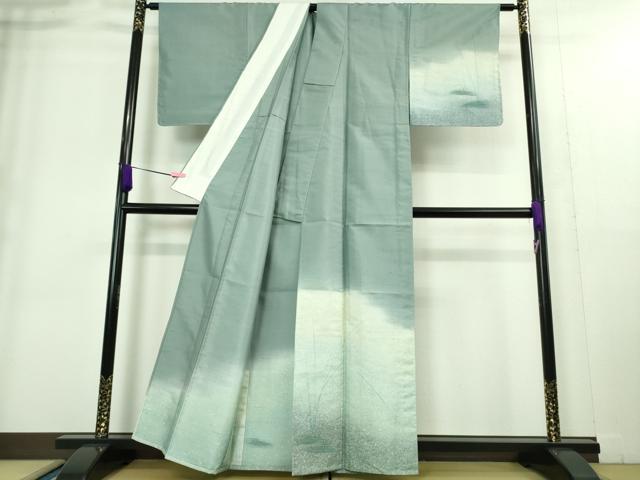 平和屋着物▽極上 石川県指定無形文化財 牛首紬 白山工房 手織り 訪問着 単衣 草葉文 逸品 未使用 DZAA9226kh5