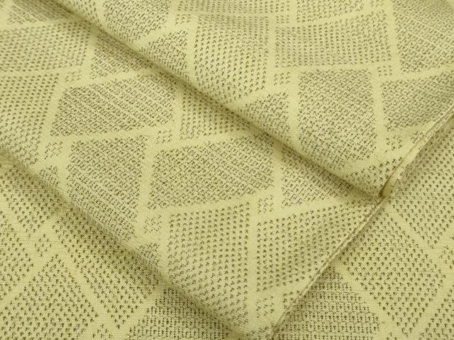 平和屋着物▽極上 結城紬 単衣 120亀甲 桧垣文 女郎花色地 逸品 DZAA9229kh5