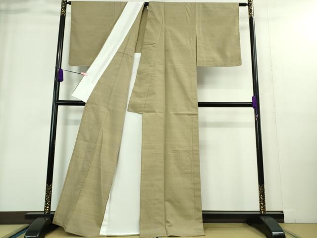 平和屋着物▽極上 結城紬 単衣 草木染 結城玉紬 結織苑 色無地 空五倍子色 証紙付き 逸品 未使用 DZAA9235kh5